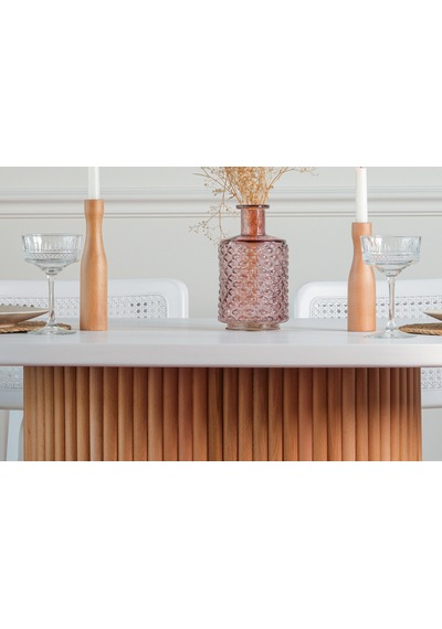 Niyegara İskandinav Natural Ahşap Masa Sandalye Takımı 90x130 Beyaz