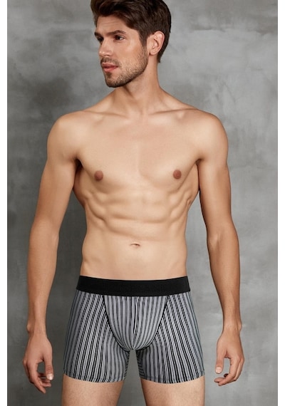 Doreanse 1866 Erkek Modal Çizgi Desenli Siyah Boxer