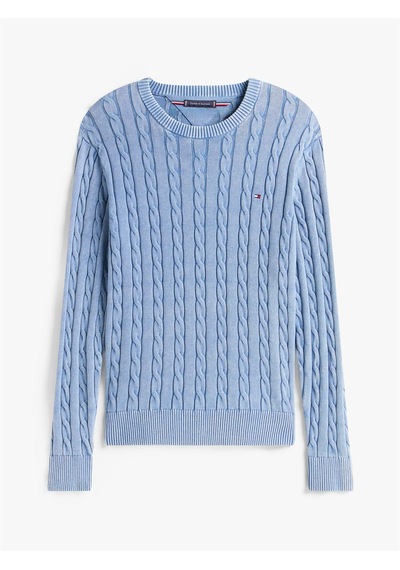 Tommy Hilfiger Classıc Cable Gmd C Nk Erkek Mavi Kazak - Mw0mw39524 Mavi