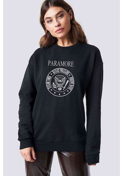 Paramore Baskılı Siyah Kadın Sweatshirt