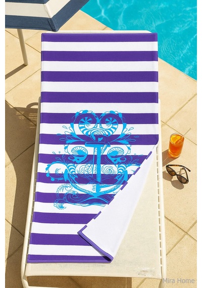 Yetişkin Unisex 70x140 Cm Yaz Desenli Plaj ,deniz , Banyo Havlusu Ocean Mor