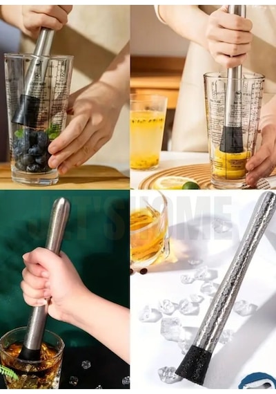 Jet's Home Mojito Tokmağı Barista Buz Ezici Tokmak Meyve Ezici Barmen İçecek Karıştırıcı Paslanmaz 20 Cm