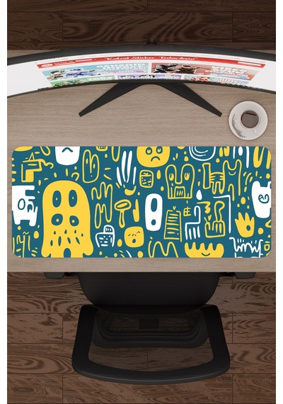 İllüstrasyon Kaymaz Dikişli Kauçuk Oyuncu Mousepad V2 - 70x30 Xl Gaming Mouse Pad Fare Altlığı