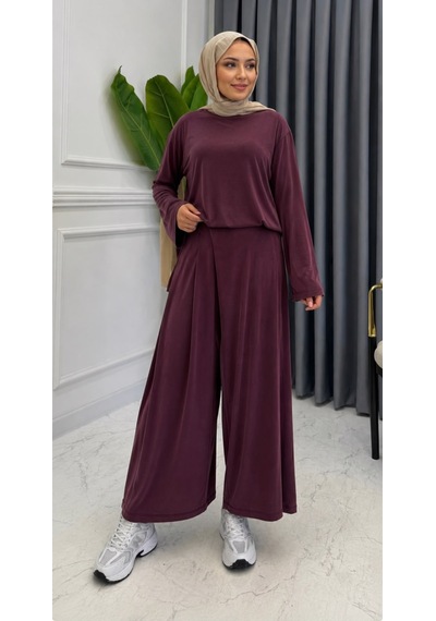 Premium Kupra Kumaş Şalvar Model Pantolonlu Takım Mürdüm & Haki S-m-l