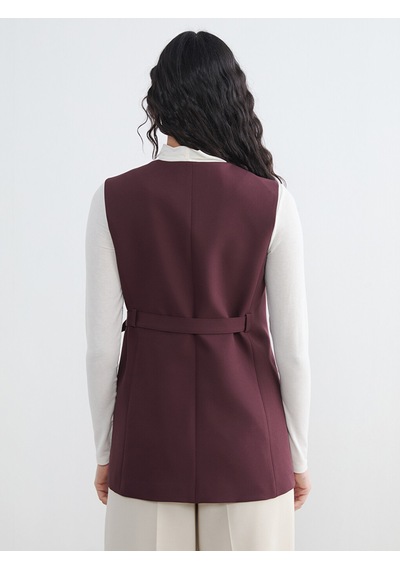 Lcw Modest Bordo Kruvaze Yaka Kadın Klasik Yelek