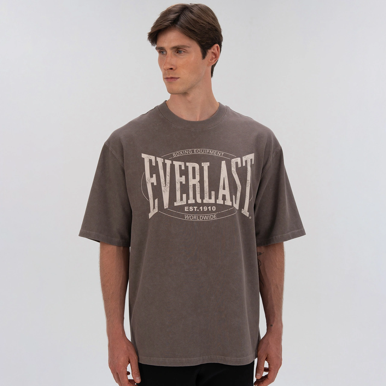 Everlast Authentic Boxing Oversize Erkek Gri T-shirt Tm0007 Gri