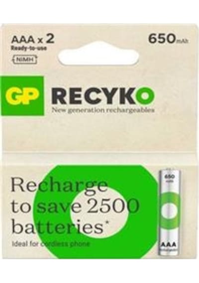 Gp Aaa 650 Mah Şarjlı İnce Kalem Pil 2'li Paket Gp65aaahchp-bu2