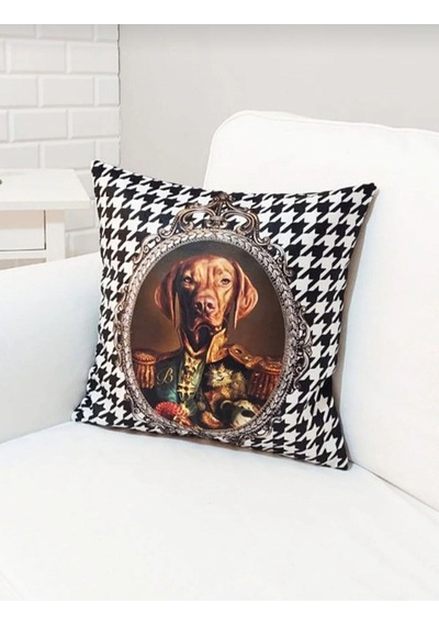 Vizsla Kral Köpek Kaz Ayağı Desen Kırlent Kılıfı Renkli