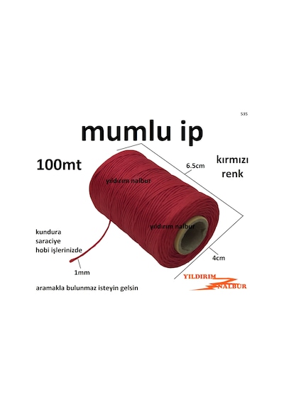 Mumlu İp 100mt Kırmızı Renk Çanta İpi Hobi Tipi