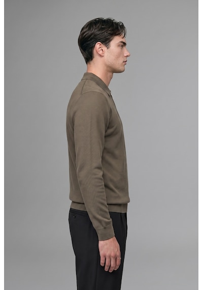 Defacto Standart Fit Yarım Fermuarlı Polo Yaka Triko Basic Kazak H7595ax26aukh82 Haki-kh82