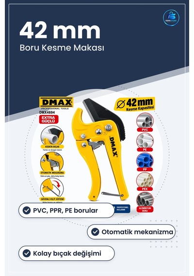 Kesici Makas 42 Mm Profesyonel Otomatik Plastik Boru Kesme Aleti