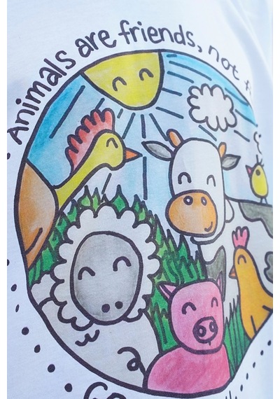 Go Vegan / Oversize Rtişört Beyaz