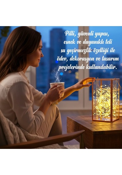 Upway 10m Su Geçirmez Günışığı 100 Led Işık - Pilli Dekoratif Aydınlatma Sarı