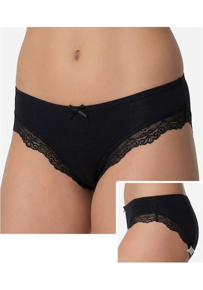 İmer Bayan Dantelli Modal Slip Bikini Külot 4236 Siyah