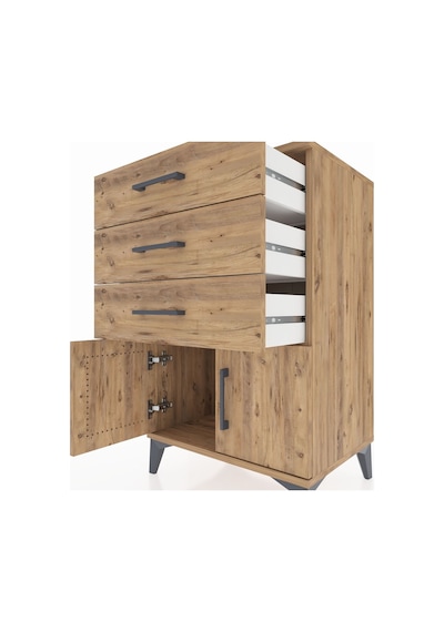 Hyperion Komodin 3 Çekmeceli 2 Kapaklı 60x44x96 Çam-çam Çam