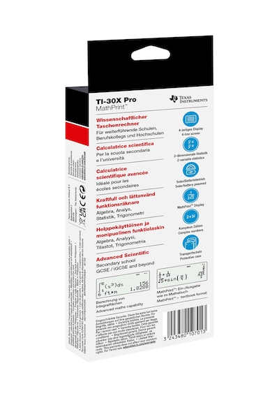 Texas Instruments Tı-30x Pro Mathprint Okul Hesap Makinesi 4 Satırlı Yüksek Çözünürlüklü Ekran, Güneş Enerjisi Ve Pille Çalışır , Siyah 124-Pembe