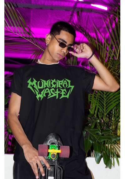 Municipal Waste Rock Metal Müzik Grubu Sırt Baskılı Unisex Oversi Siyah