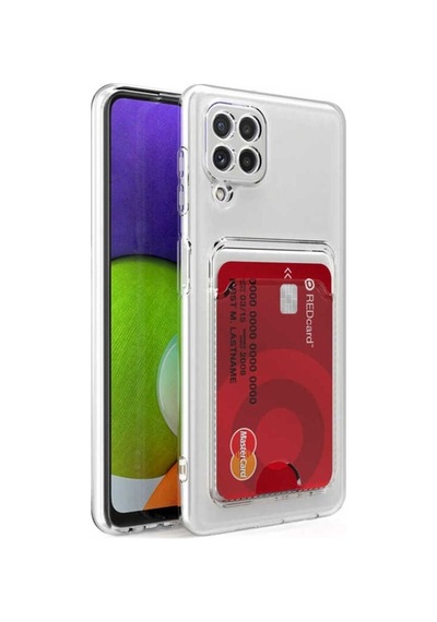 Galaxy M32 Kılıf Kartlıklı Şeffaf Zore Setra Clear Silikon Kapak Renksiz