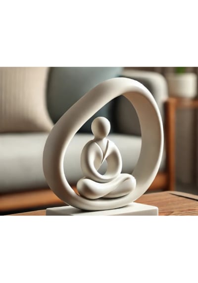 M2s Dijital Meditasyon Yapan İnsan Biblo Dekoratif Modern Ev Aksesuarı Yoga Objesi Salon Heykelcik 0
