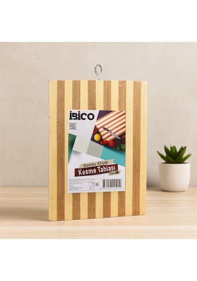 Bambu Kesme Tahtası 18x28x1.3 Cm Metal Kulplu Renkli