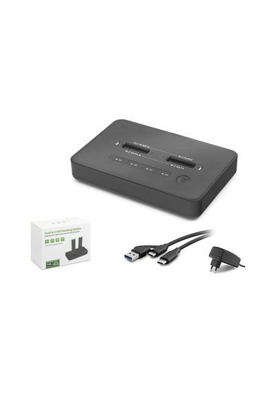 Hadron Hdx1797 Dual M.2 Ssd Docking Station Nvme Sata 2 Yuvalı Klonlama Siyah