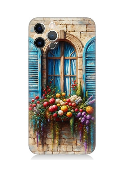 Apple iPhone 12 Pro Uyumlu Pencereden Renkli Hayat Desenli Silikon Kılıf Çok Renkli