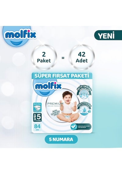 Molfix Premium Süper Fırsat Paketi 5 Beden 84 Adet 5 Numara 2'li