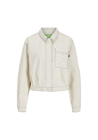 Jack & Jones Kadın Çizgili Gömlek - Maddy - 12267802 Blanc De Blanc Çok Renkli