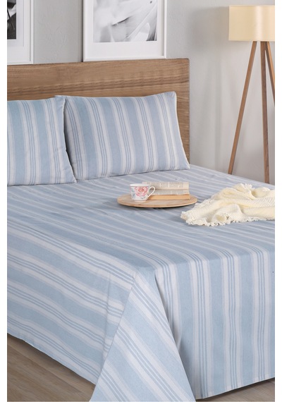 Sport Çizgili Çarşaf + Yastık Kılıfı Seti Çift Kişilik Soft Line Gri Gri