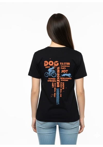 Atlas Dog Sports Bikejoring Tişört Köpekli Bisiklet Sporu Performans Tişörtü Unisex Siyah