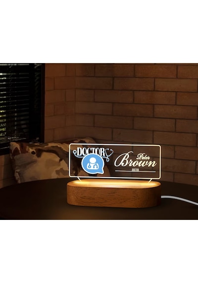 Bk Gift Kişiye Özel İsimli Doktor Temalı Led Işıklı Akrilik Masa İsimliği-3, Ofis Dekoru, Mesleki Hediye, Ofis Hediyeleri Kobitmeyen137971 Bk Gift
