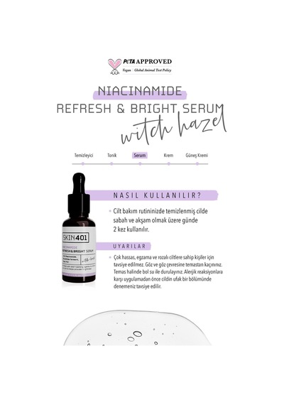 Skin401 %10 Niacinamide Canlandırıcı Ve Aydınlatıcı Serum 30ml