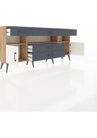 Arges Konsol 3 Raflı 5 Çekmeceli 2 Kapaklı 176x30x83 Çam-aytaşı/antrasit Aytaşı/antrasit Arges Konsol 3 Raflı 5 Çekmeceli 2 Kapaklı 176x30x83 Çam-aytaşı/antrasit Aytaşı/antrasit