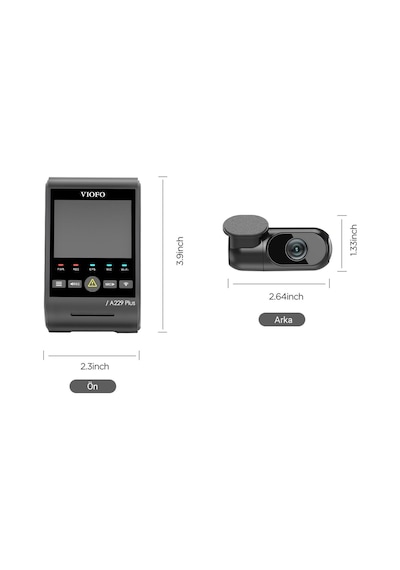 Viofo A229 Plus 2 Kameralı Ön+arka 2k+2k Hdr Sony Starvis 2 Sensörlü Wi-fi Gps'li Araç Kamerası