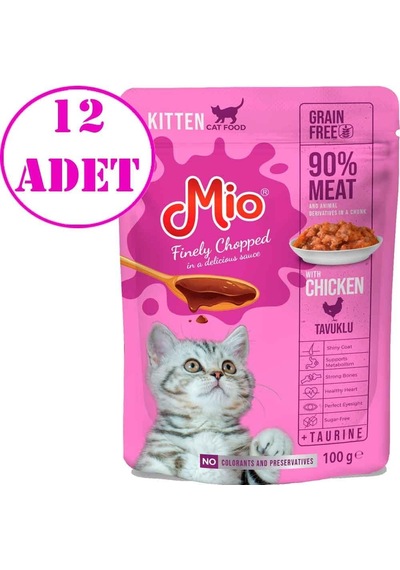 Mio Yavru Kedi Yaş Mama Tavuk Etli 100 Gr 12 Ad
