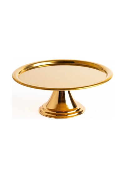 Gold Yuvarlak, Ayaklı Şık Kek, Pasta, Kurabiye Ve Tatlı Servis Sunum Standı Gold