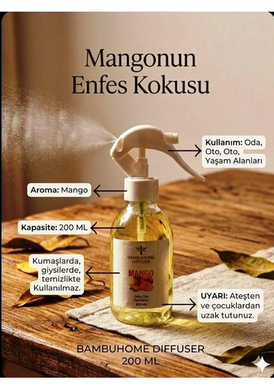 Oda Kokusu Mango 200 Ml Tatlı Fresh Spreyli Bambuhome Dıffuser Diğer
