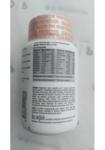 Multivitamin & Mineral 30 Kapsül 11 Vitamin, 9 Mineral Takviye Edici Gıda