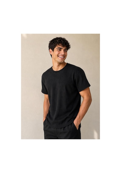 Regata Erkek/unisex Desenli Bisiklet Yaka Basic T-shirt Siyah