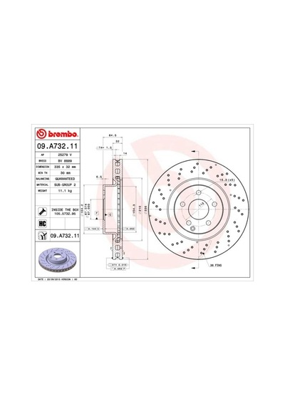 Brembo Fren Dıskı On Mercedes S-class W221 C216 Brembo 09a73211 A2214211712
