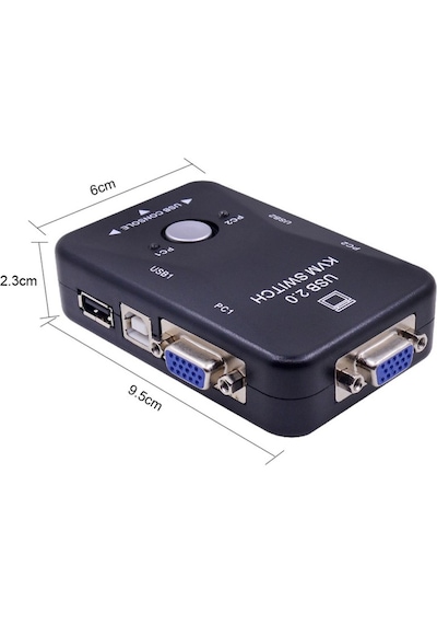 2 Port Usb Kvm Switch 2 Bilgisayar Tek Monitör Klavye Mouse Paylaştırıcı Vga Bağlantılı Usb 2.0 Çoklu Pc Kontrol Cihazı