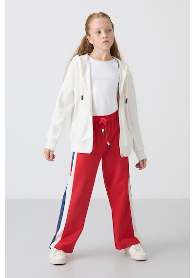 Tommy Life Ekru Pamuklu İçi Tüylü Yumuşak Dokulu Standart Fit Nakışlı Kız Çocuk Sweatshirt - 75149 Ekru