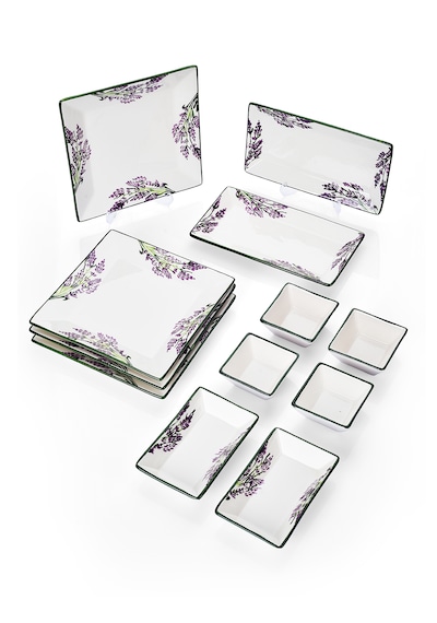 Piatti Naturali 12 Parça 4 Kişilik Lavanta Kahvaltı Takımı Handmade Sunum Set Lila