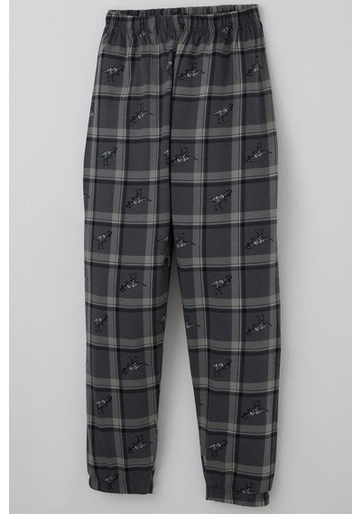 Breeze Erkek Çocuk Pijama Takımı Dinozor Krallığı Ekose Desenli 4-8 Yaş, Gri Gri