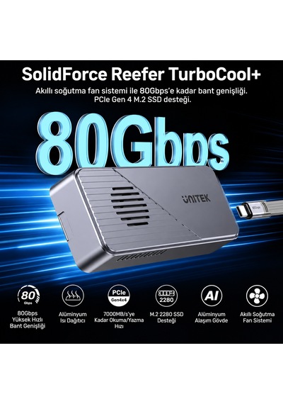 Unıtek Turbocool+ 80gbps M.2 Ssd Kutusu S1253bgy01
