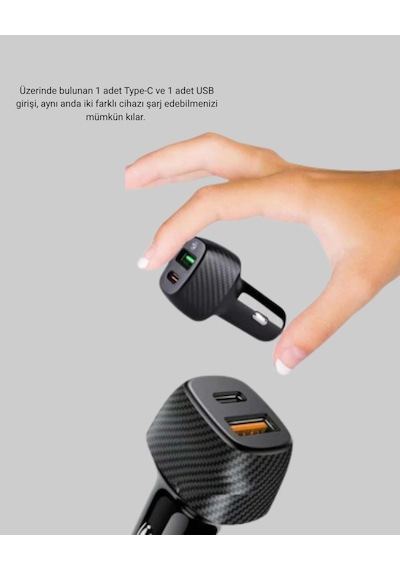 Zenvia Pd Destekli 38w Araç Şarj Başlığı Type-c + Usb Çift Çıkış Hızlı Şarj Znv2026