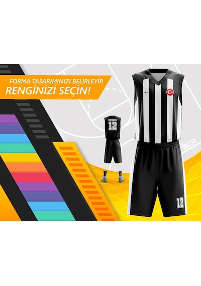 Acr Giyim Kişiye Özel Basketbol Forması - Dizayn : Çubuklu