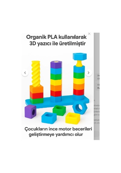 Organik 3d Baskı Renkli Şekil Eşleştirme Oyuncağı - Eğitici Aktivite Seti - İnce Motor Gelişimi