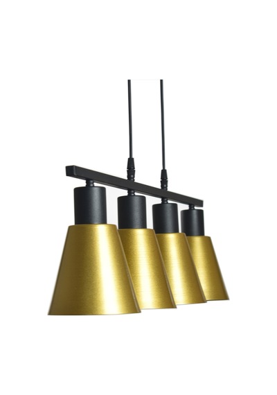 Pera Modern Salon - Mutfak - Cafe Metal Sıvama 4 Lü Siyah Kasa Gold Renk Sarkıt Avize Diğer