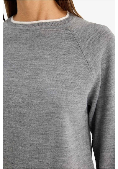 Defacto Relax Fit Bisiklet Yaka Kazak G9739ax25cwgr56 Gri-gr56